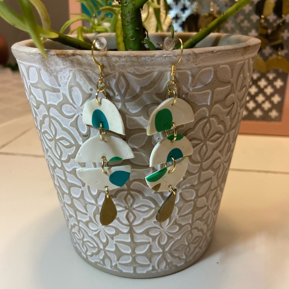 Half moon polymer charm earrings